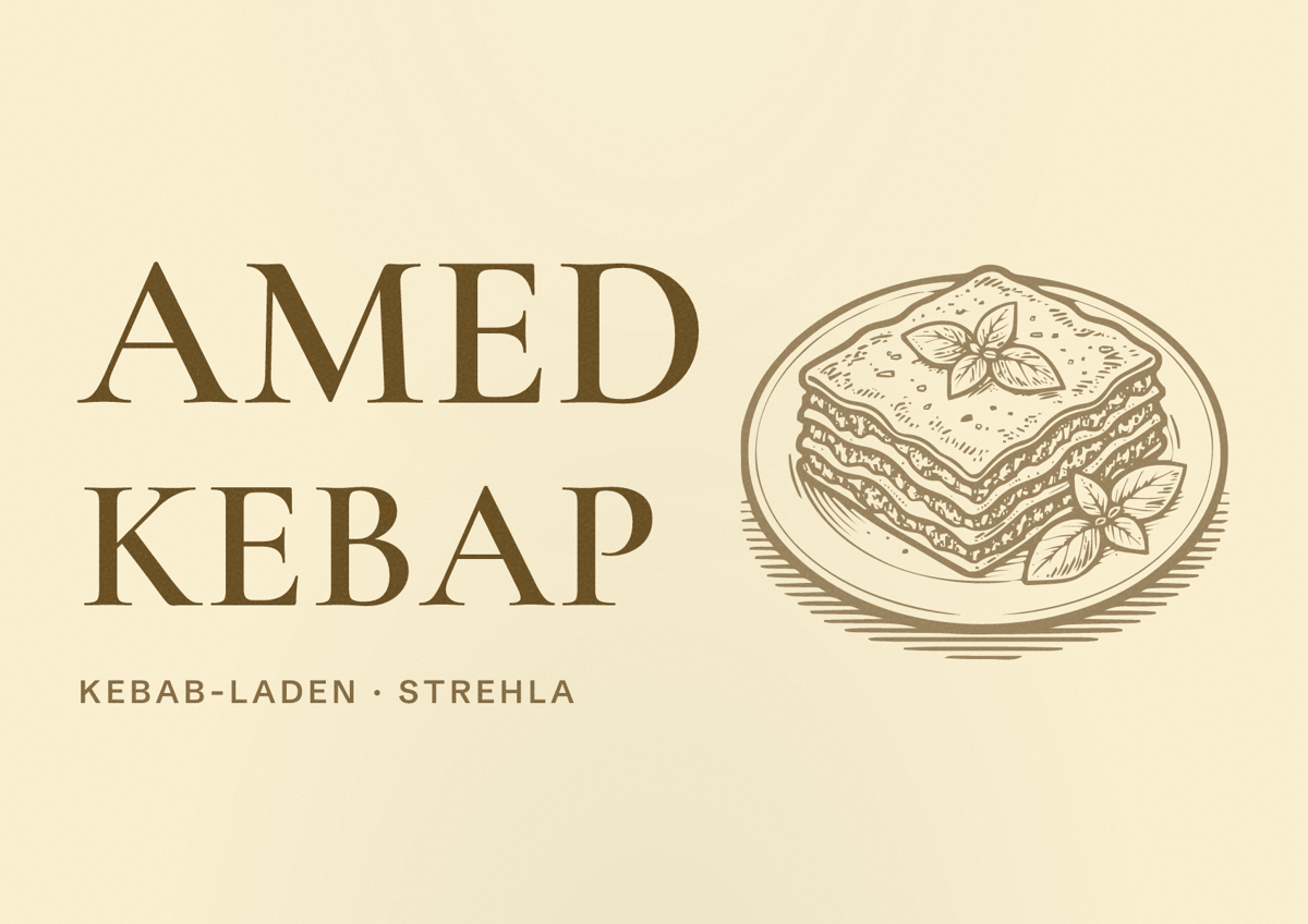 Illustriertes Poster von Amed Kebap, Kebab-Laden in Strehla