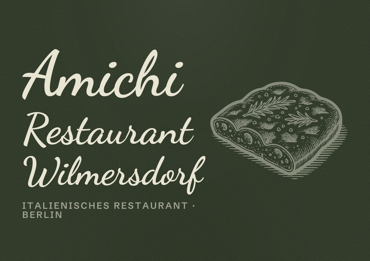 Illustriertes Poster von Amichi Restaurant Wilmersdorf, Italienisches Restaurant in Berlin
