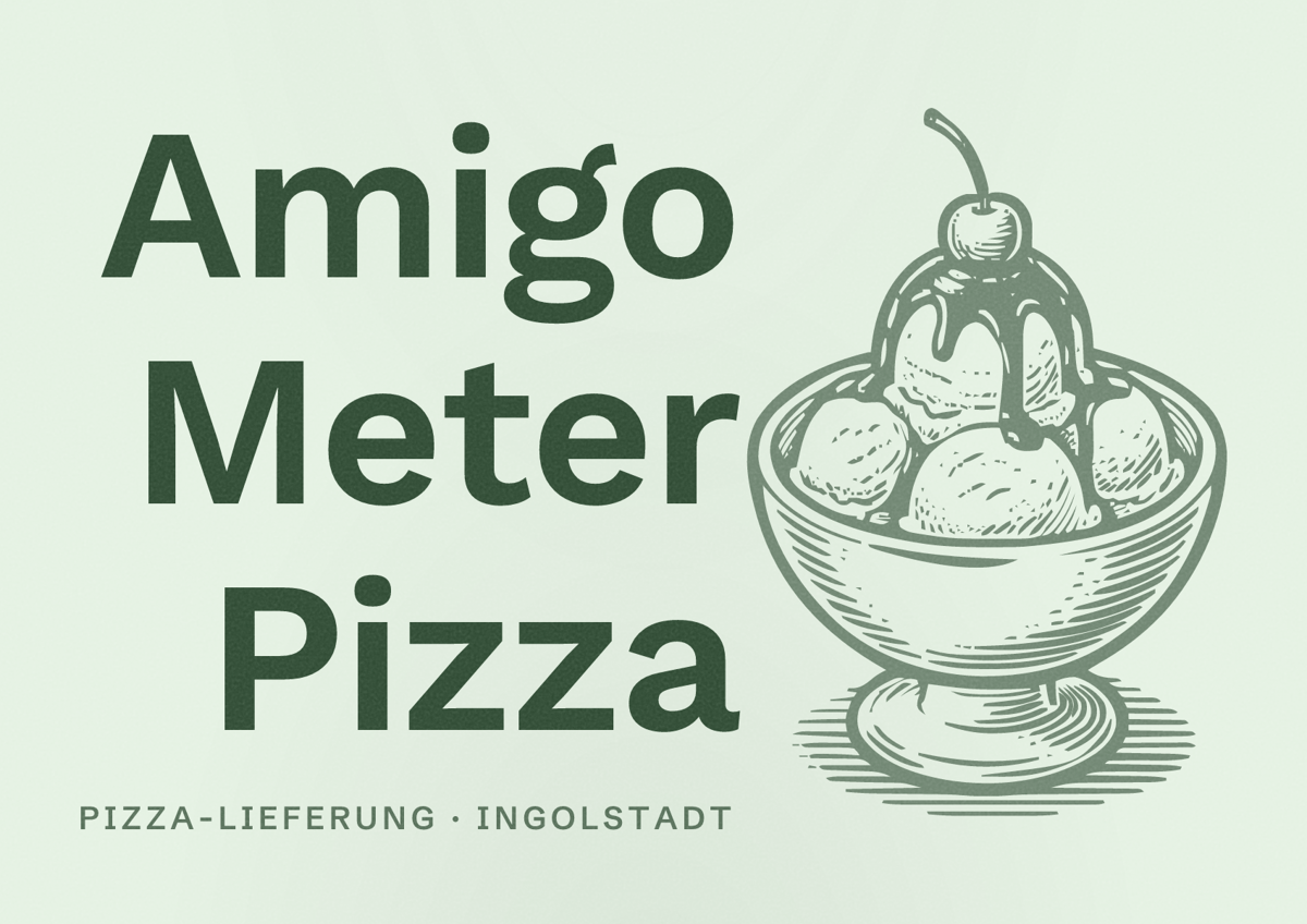 Illustriertes Poster von Amigo Meter Pizza, Pizza-Lieferung in Ingolstadt