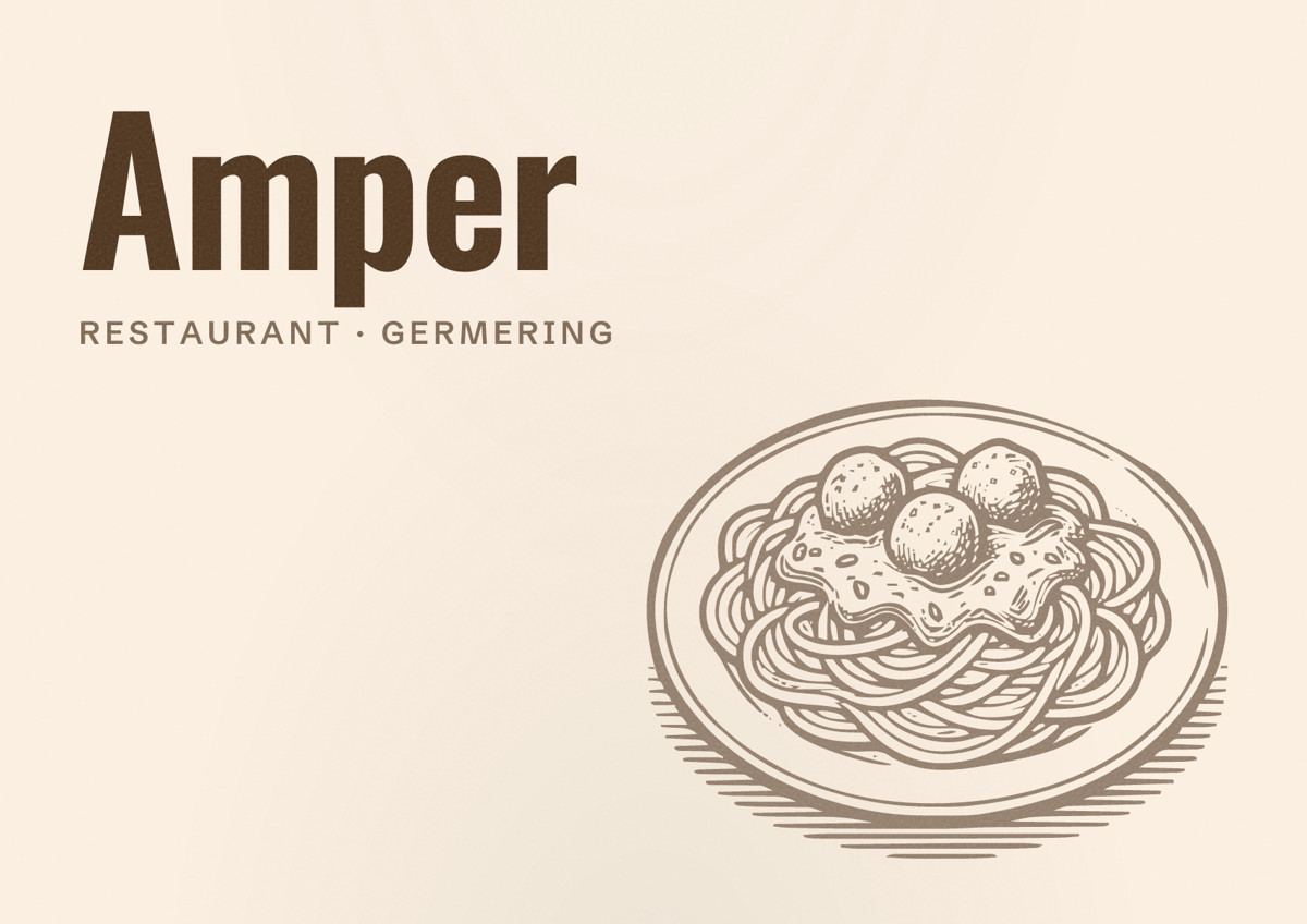 Illustriertes Poster von Amper, Restaurant in Germering