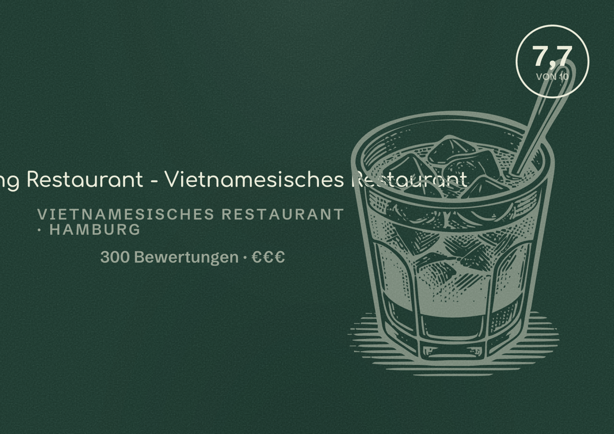 Illustriertes Poster von An Khang Restaurant - Vietnamesisches Restaurant, Vietnamesisches Restaurant in Hamburg: Bewertung 7,7 von 10 aus 300 Bewertungen, Preisniveau €€€