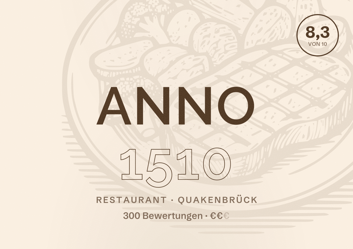 Illustriertes Poster von Anno 1510, Restaurant in Quakenbrück: Bewertung 8,3 von 10 aus 300 Bewertungen, Preisniveau €€