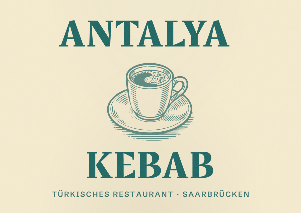 Illustriertes Poster von Antalya Kebab, Türkisches Restaurant in Saarbrücken