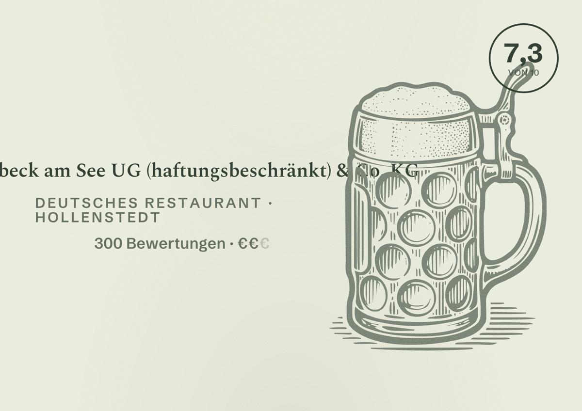 Illustriertes Poster von Appelbeck am See UG (haftungsbeschränkt) & Co. KG, Deutsches Restaurant in Hollenstedt: Bewertung 7,3 von 10 aus 300 Bewertungen, Preisniveau €€