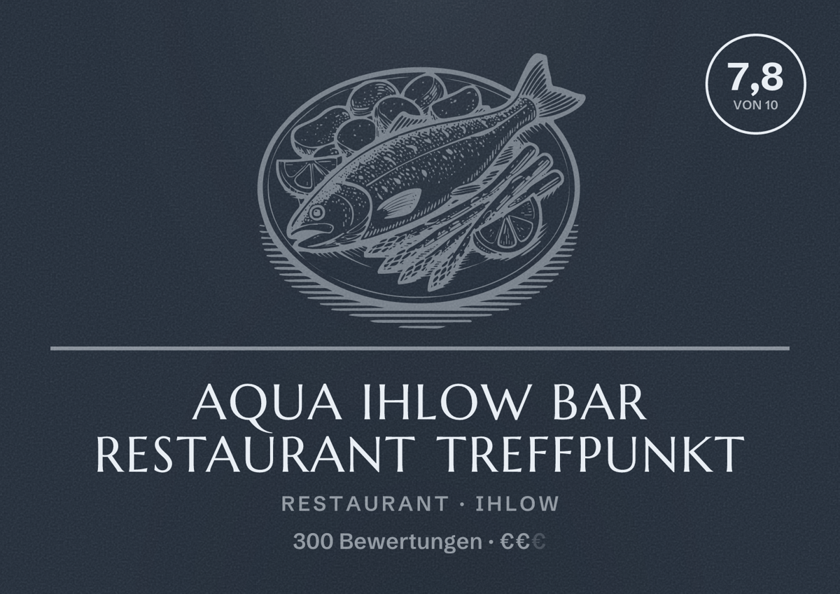 Illustriertes Poster von Aqua Ihlow Bar Restaurant Treffpunkt, Restaurant in Ihlow: Bewertung 7,8 von 10 aus 300 Bewertungen, Preisniveau €€
