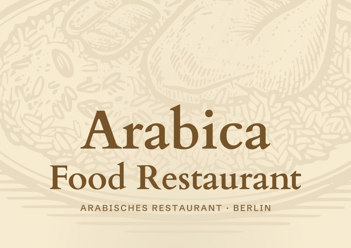 Illustriertes Poster von Arabica Food Restaurant, Arabisches Restaurant in Berlin