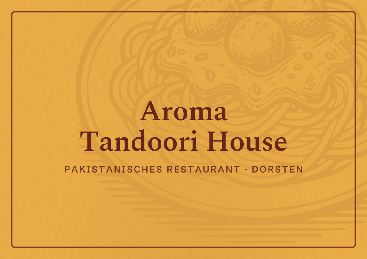 Illustriertes Poster von Aroma Tandoori House, Pakistanisches Restaurant in Dorsten