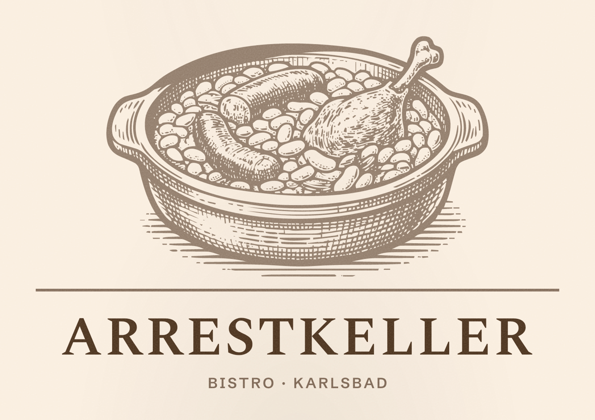 Illustriertes Poster von Arrestkeller, Bistro in Karlsbad