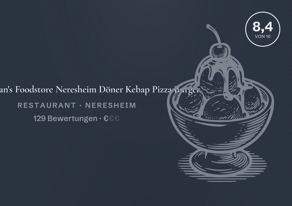 Illustriertes Poster von Arslan's Foodstore Neresheim Döner Kebap Pizza Burger, Restaurant in Neresheim: Bewertung 8,4 von 10 aus 129 Bewertungen, Preisniveau €