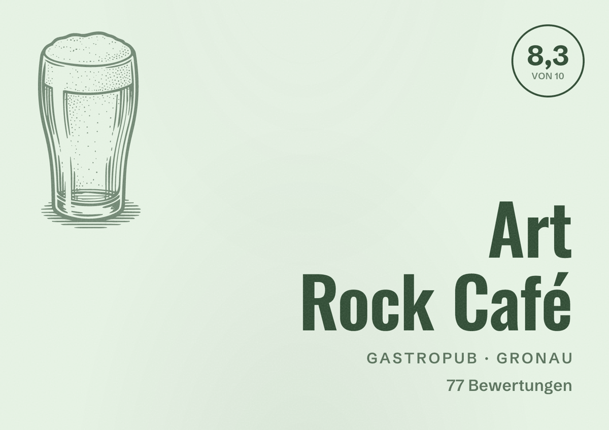 Illustriertes Poster von Art Rock Café, Gastropub in Gronau: Bewertung 8,3 von 10 aus 77 Bewertungen