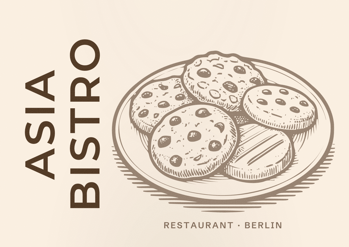 Illustriertes Poster von Asia Bistro, Restaurant in Berlin