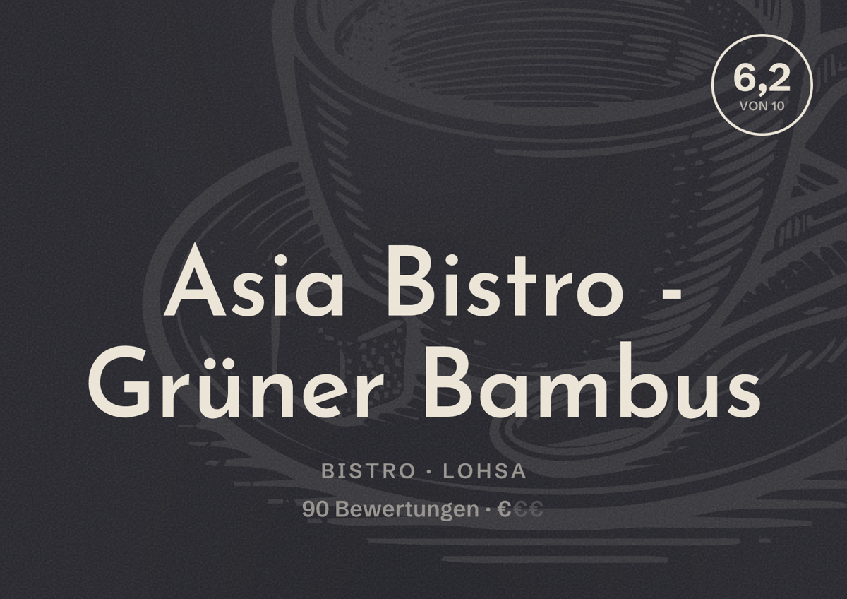 Illustriertes Poster von Asia Bistro - Grüner Bambus, Bistro in Lohsa: Bewertung 6,2 von 10 aus 90 Bewertungen, Preisniveau €