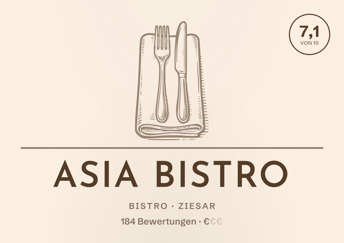 Illustriertes Poster von Asia Bistro, Bistro in Ziesar: Bewertung 7,1 von 10 aus 184 Bewertungen, Preisniveau €
