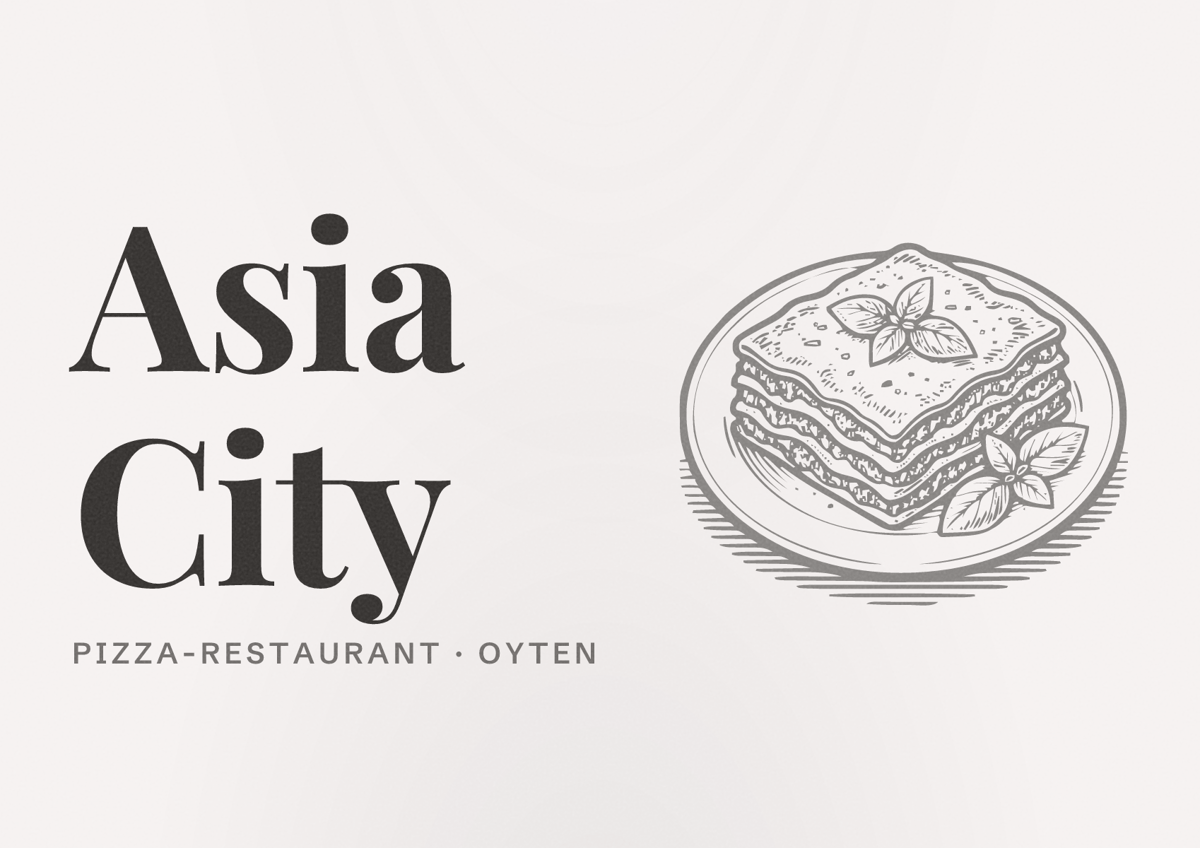 Illustriertes Poster von Asia City, Pizza-Restaurant in Oyten