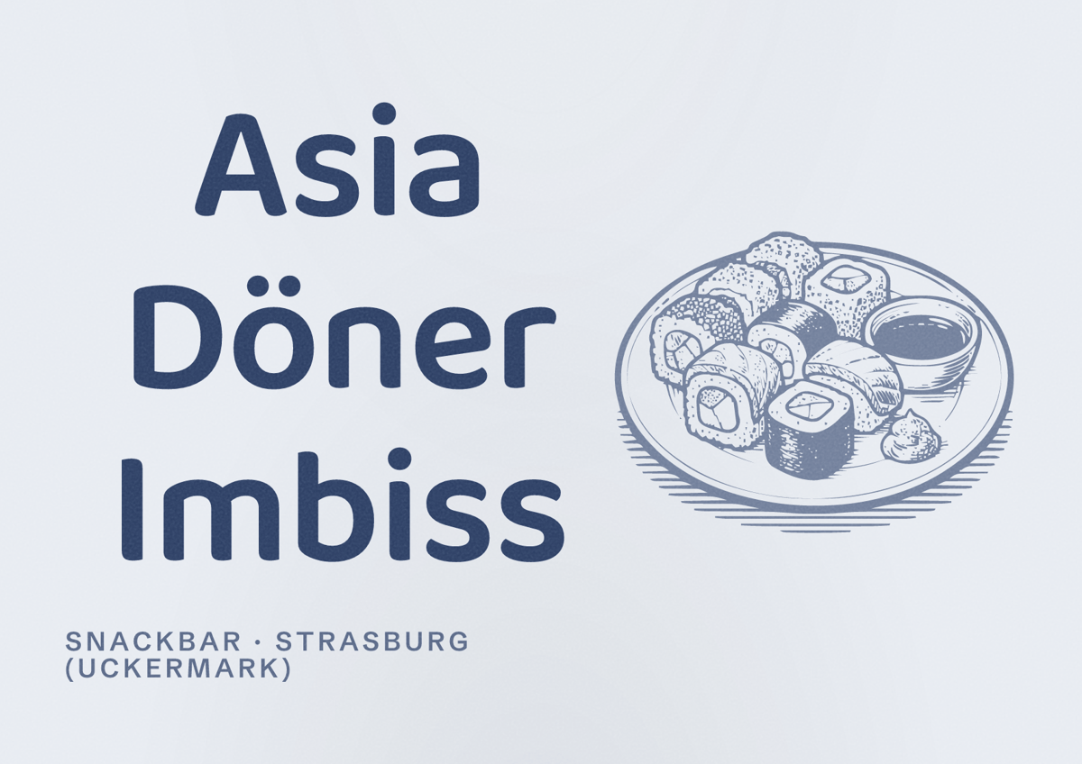 Illustriertes Poster von Asia Döner Imbiss, Snackbar in Strasburg (Uckermark)