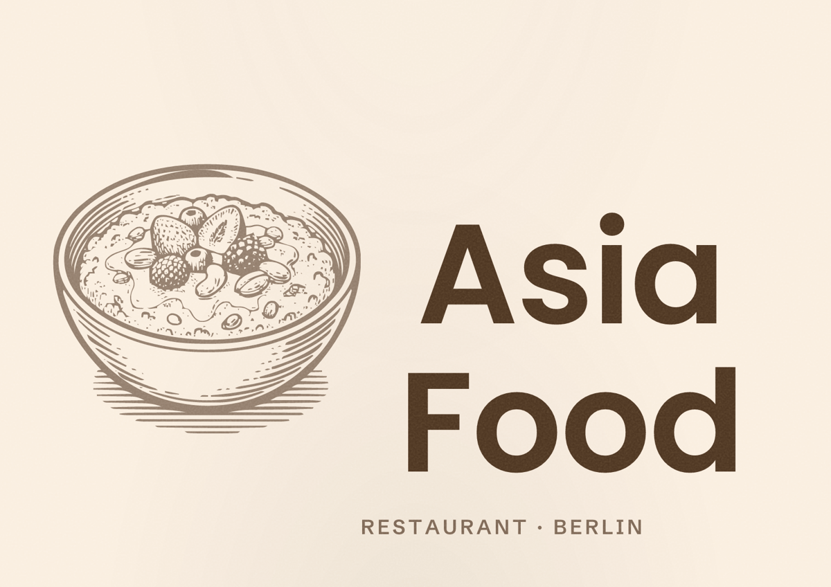Illustriertes Poster von Asia Food, Restaurant in Berlin
