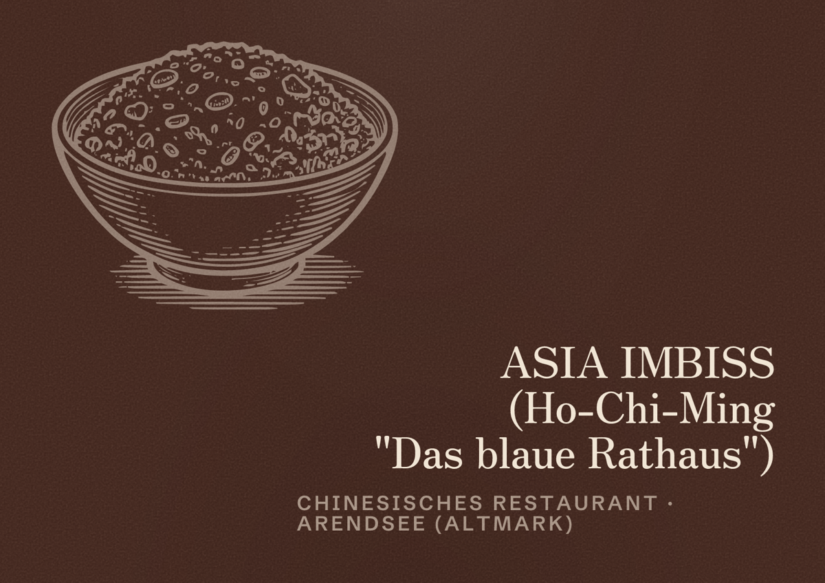 Illustriertes Poster von ASIA IMBISS (Ho-Chi-Ming "Das blaue Rathaus"), Chinesisches Restaurant in Arendsee (Altmark)