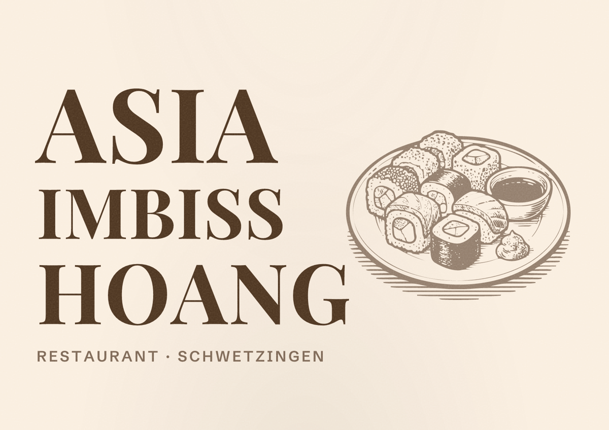 Illustriertes Poster von Asia Imbiss Hoang, Restaurant in Schwetzingen