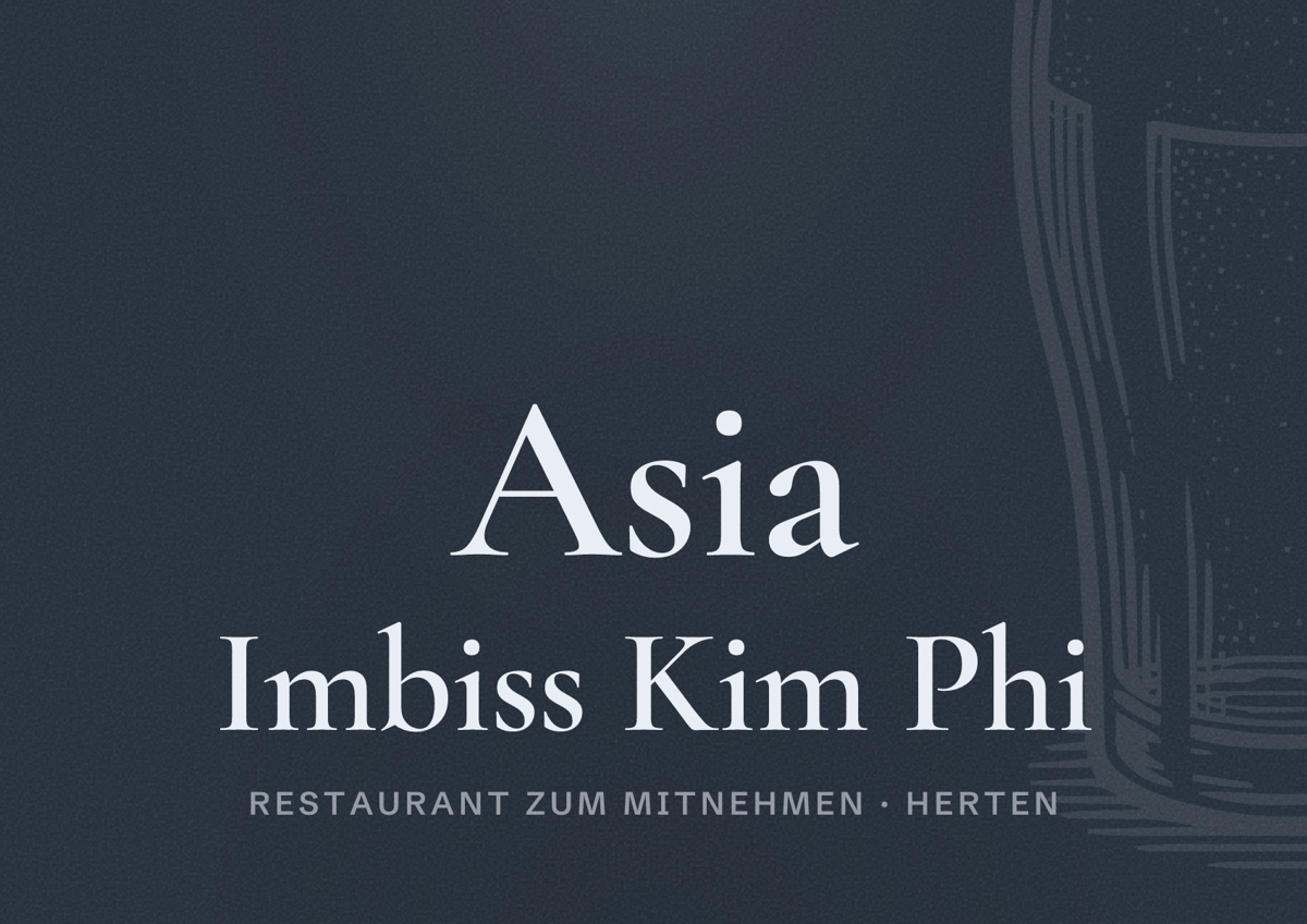 Illustriertes Poster von Asia Imbiss Kim Phi, Restaurant zum Mitnehmen in Herten