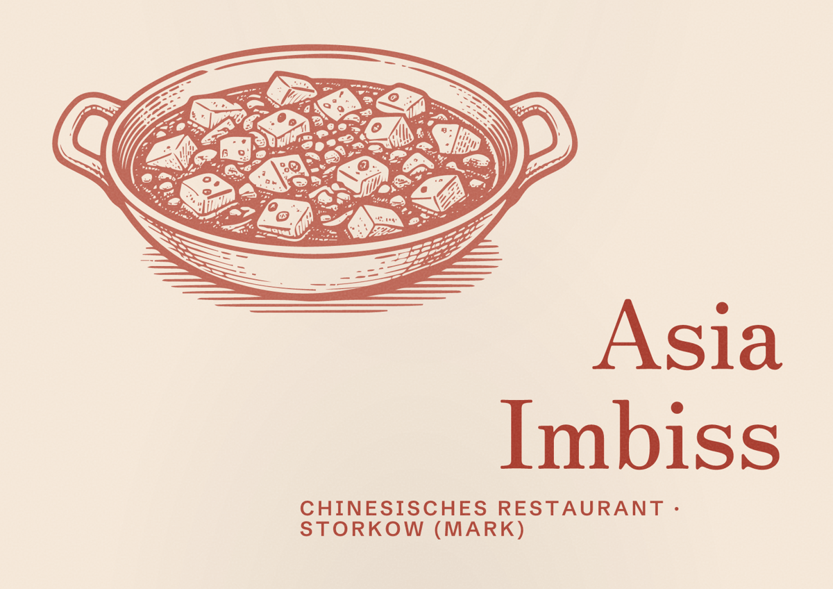 Illustriertes Poster von Asia Imbiss, Chinesisches Restaurant in Storkow (Mark)