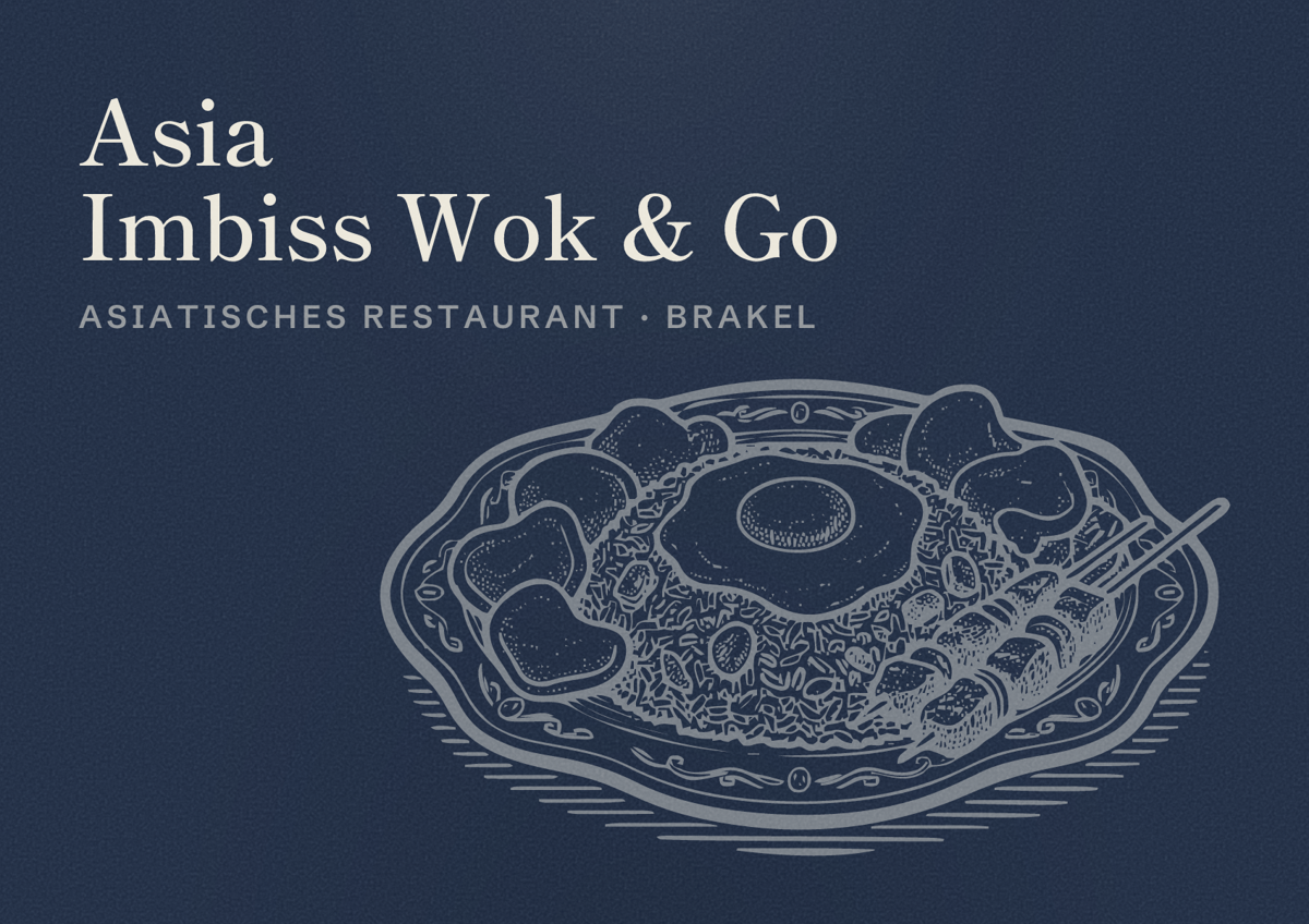 Illustriertes Poster von Asia Imbiss Wok & Go, Asiatisches Restaurant in Brakel