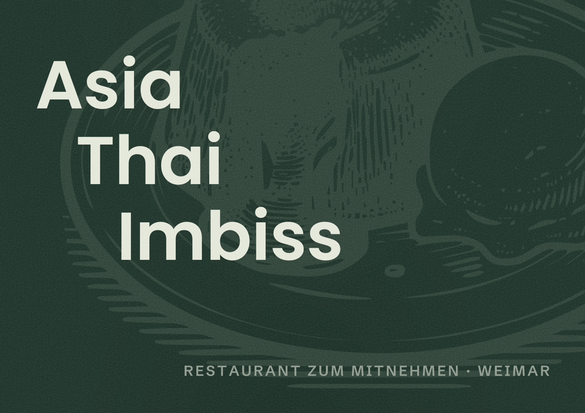 Illustriertes Poster von Asia Thai Imbiss, Restaurant zum Mitnehmen in Weimar