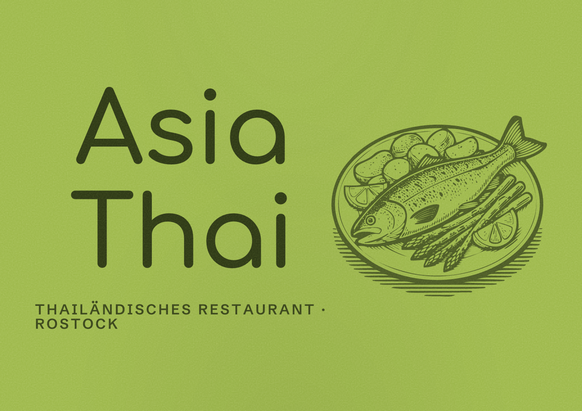 Illustriertes Poster von Asia Thai, Thailändisches Restaurant in Rostock