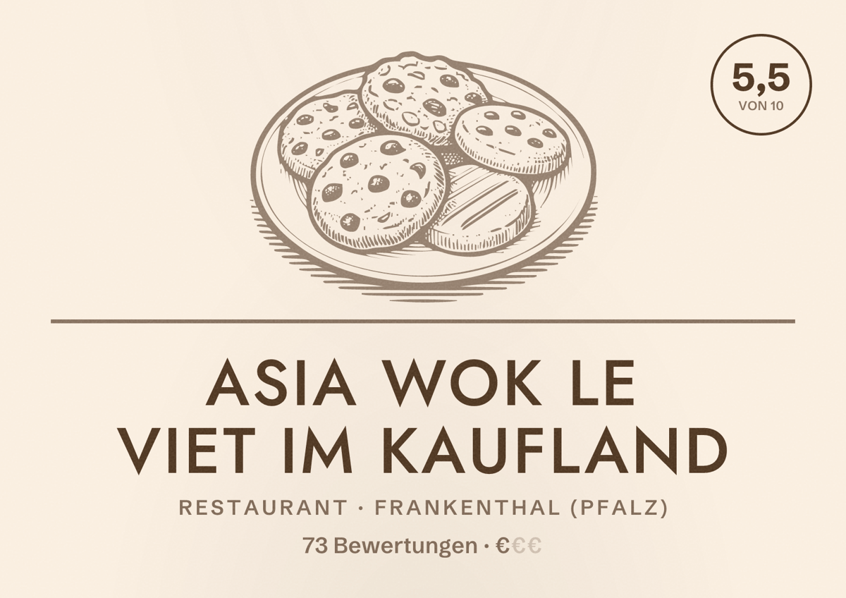 Illustriertes Poster von Asia Wok Le Viet im Kaufland, Restaurant in Frankenthal (Pfalz): Bewertung 5,5 von 10 aus 73 Bewertungen, Preisniveau €