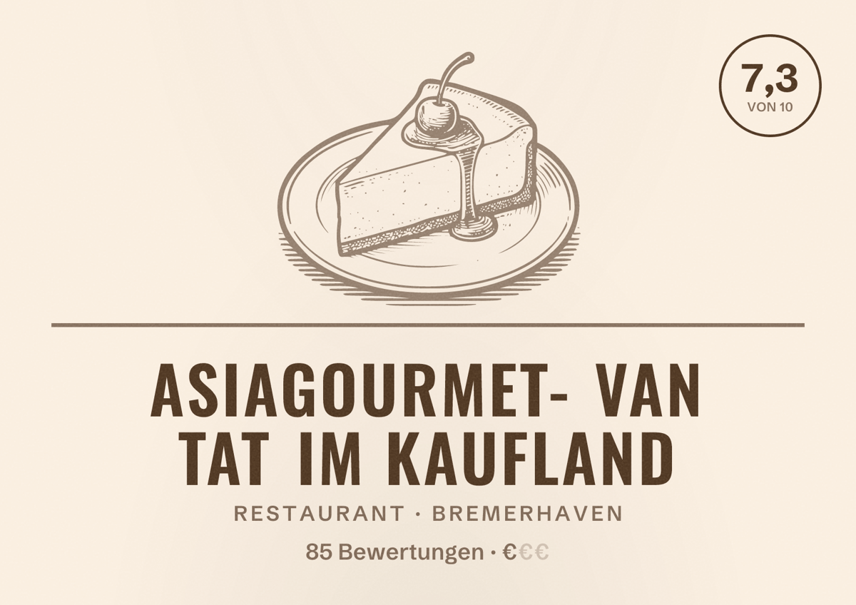 Illustriertes Poster von Asiagourmet- Van Tat Im Kaufland, Restaurant in Bremerhaven: Bewertung 7,3 von 10 aus 85 Bewertungen, Preisniveau €