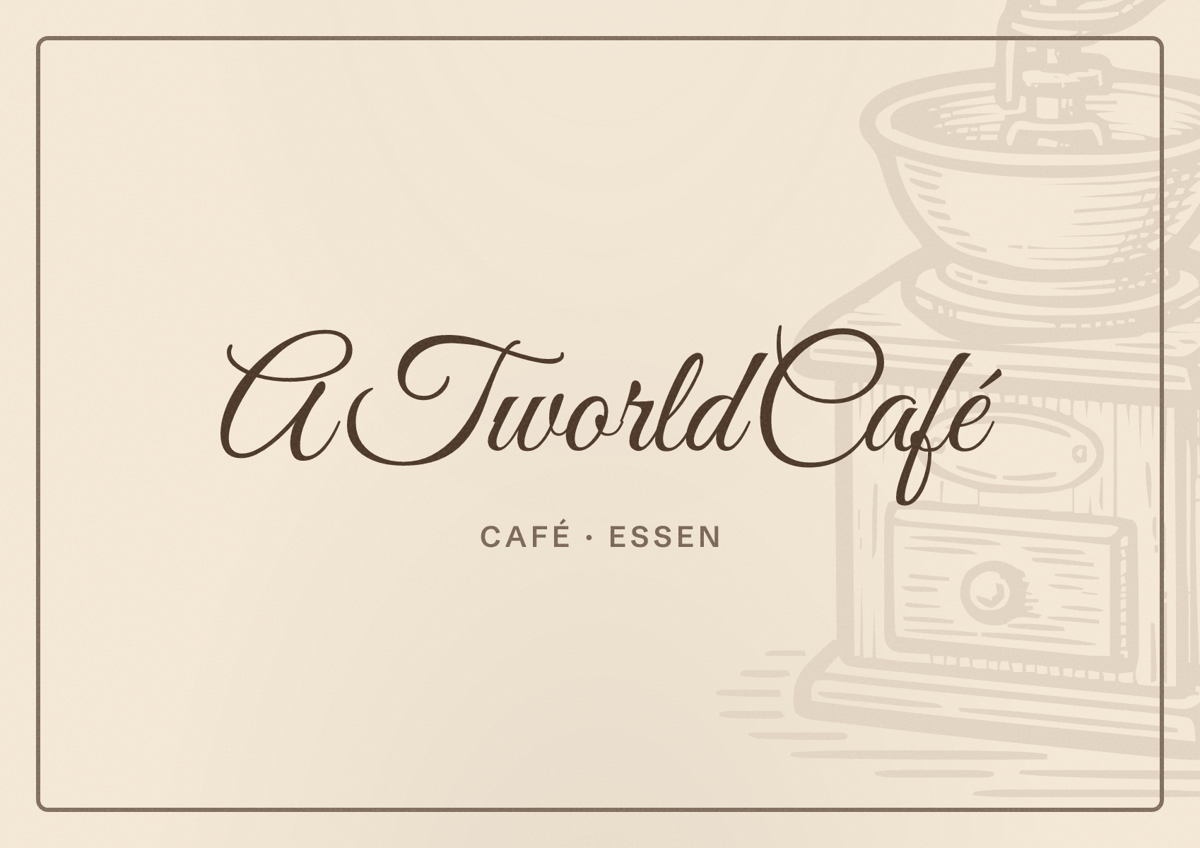 Illustriertes Poster von ATworld Café, Café in Essen