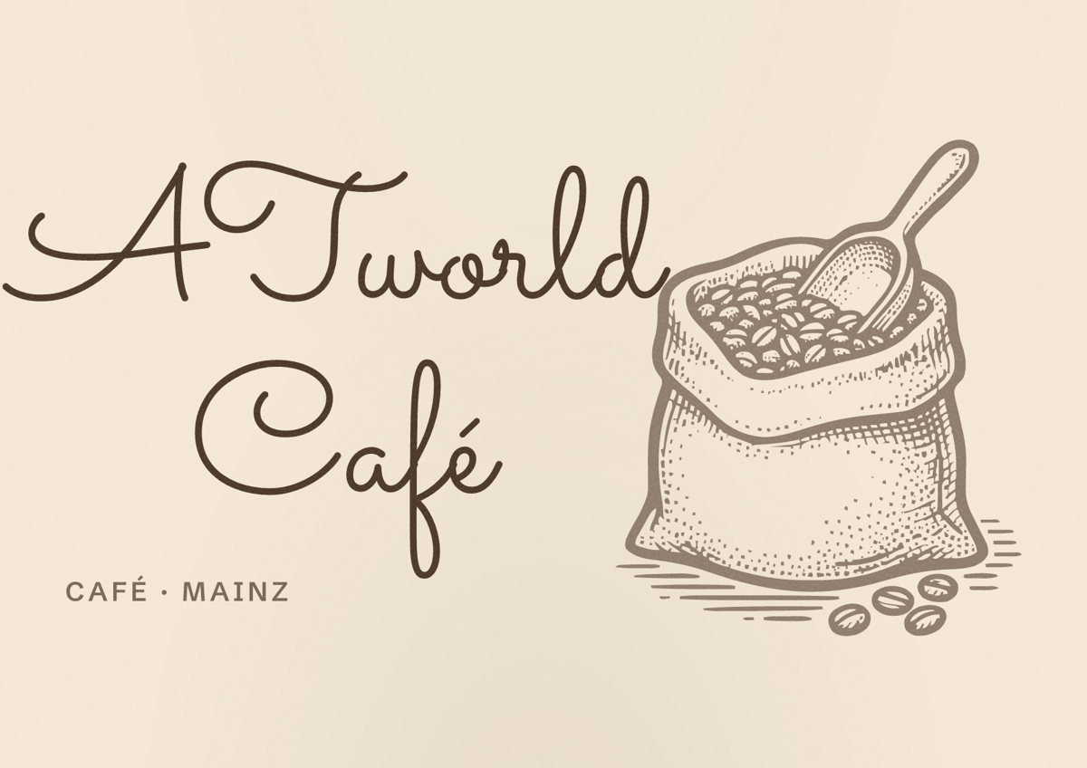 Illustriertes Poster von ATworld Café, Café in Mainz