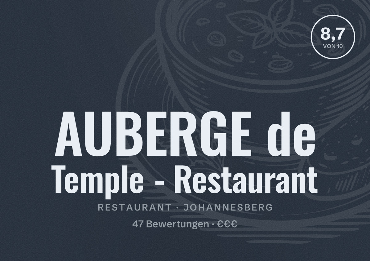 Illustriertes Poster von AUBERGE de Temple - Restaurant, Restaurant in Johannesberg: Bewertung 8,7 von 10 aus 47 Bewertungen, Preisniveau €€€