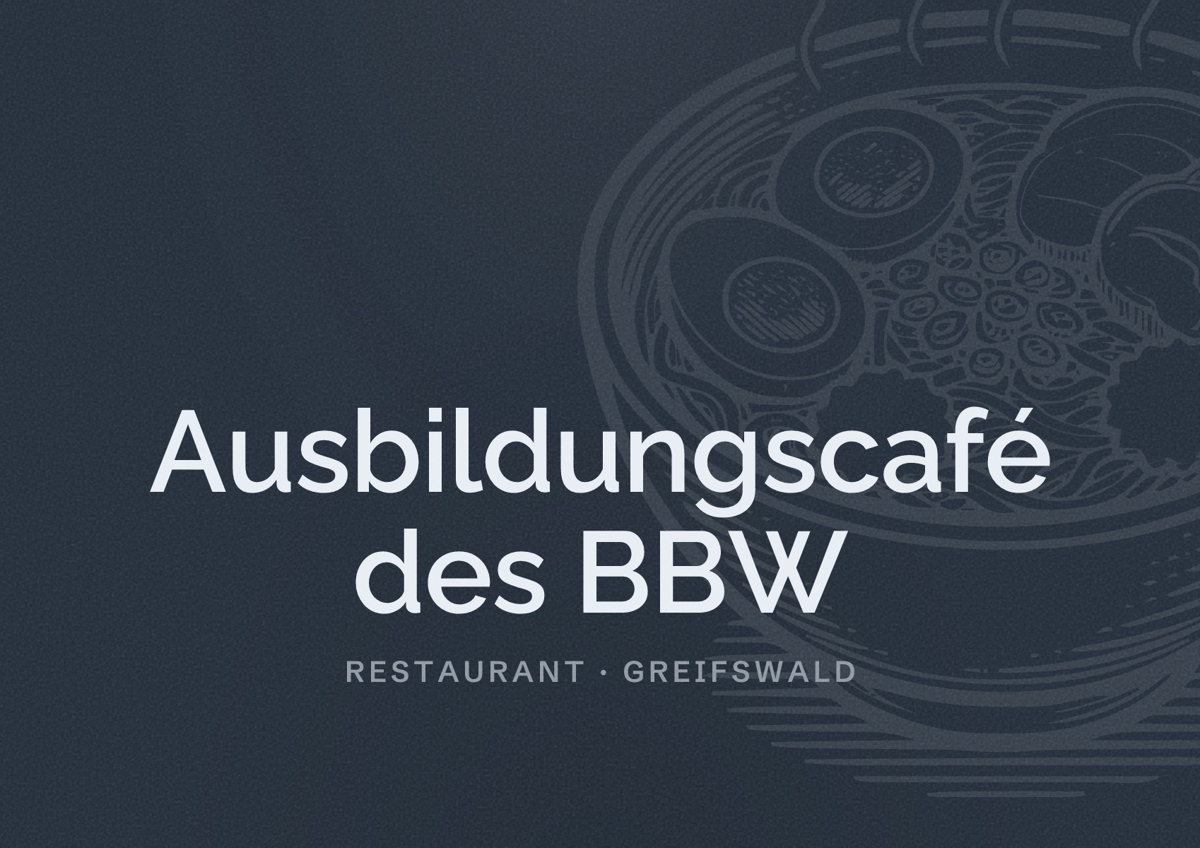 Illustriertes Poster von Ausbildungscafé des BBW, Restaurant in Greifswald
