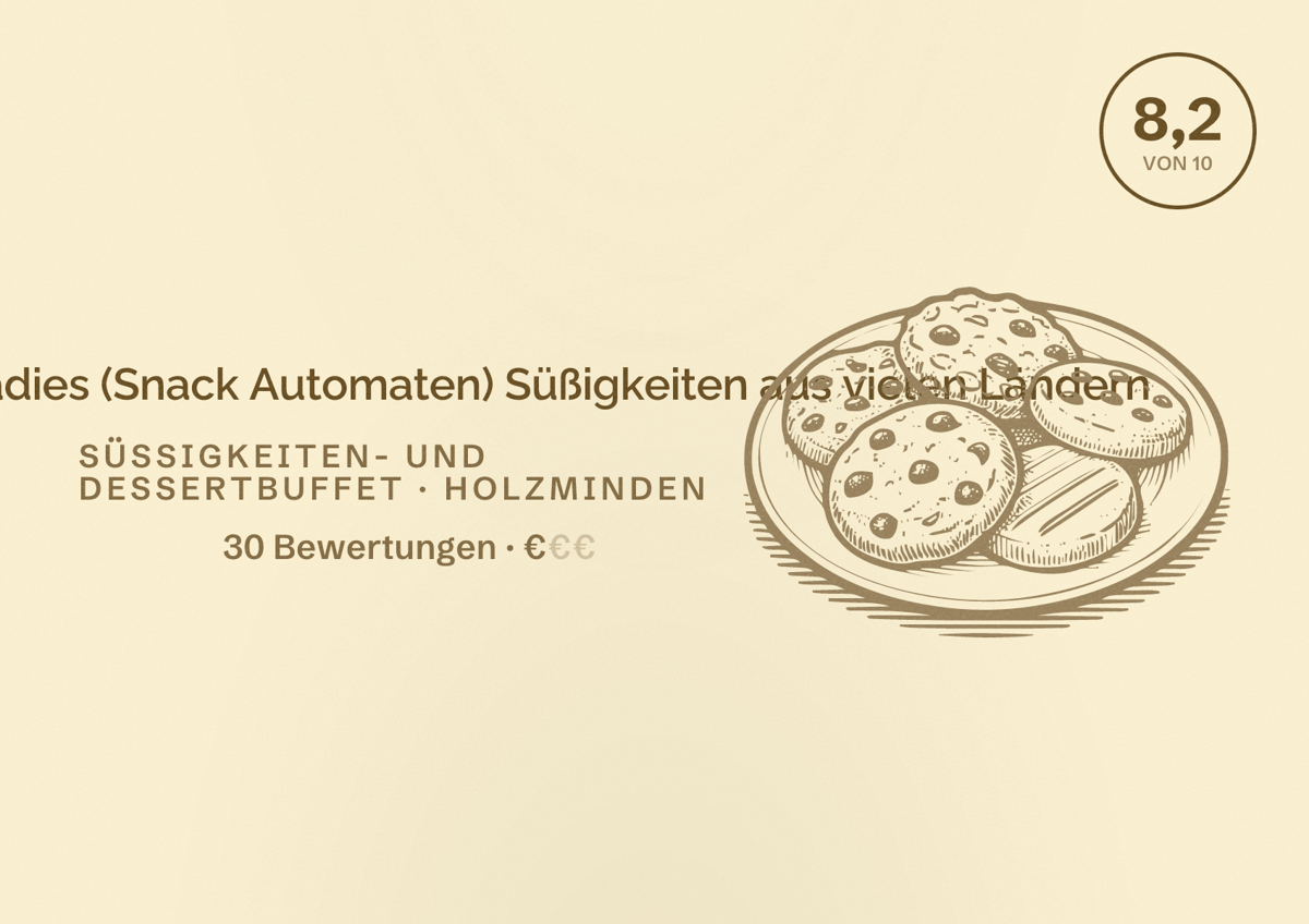 Illustriertes Poster von Automaten Paradies (Snack Automaten) Süßigkeiten aus vielen Ländern, Süßigkeiten- und Dessertbuffet in Holzminden: Bewertung 8,2 von 10 aus 30 Bewertungen, Preisniveau €
