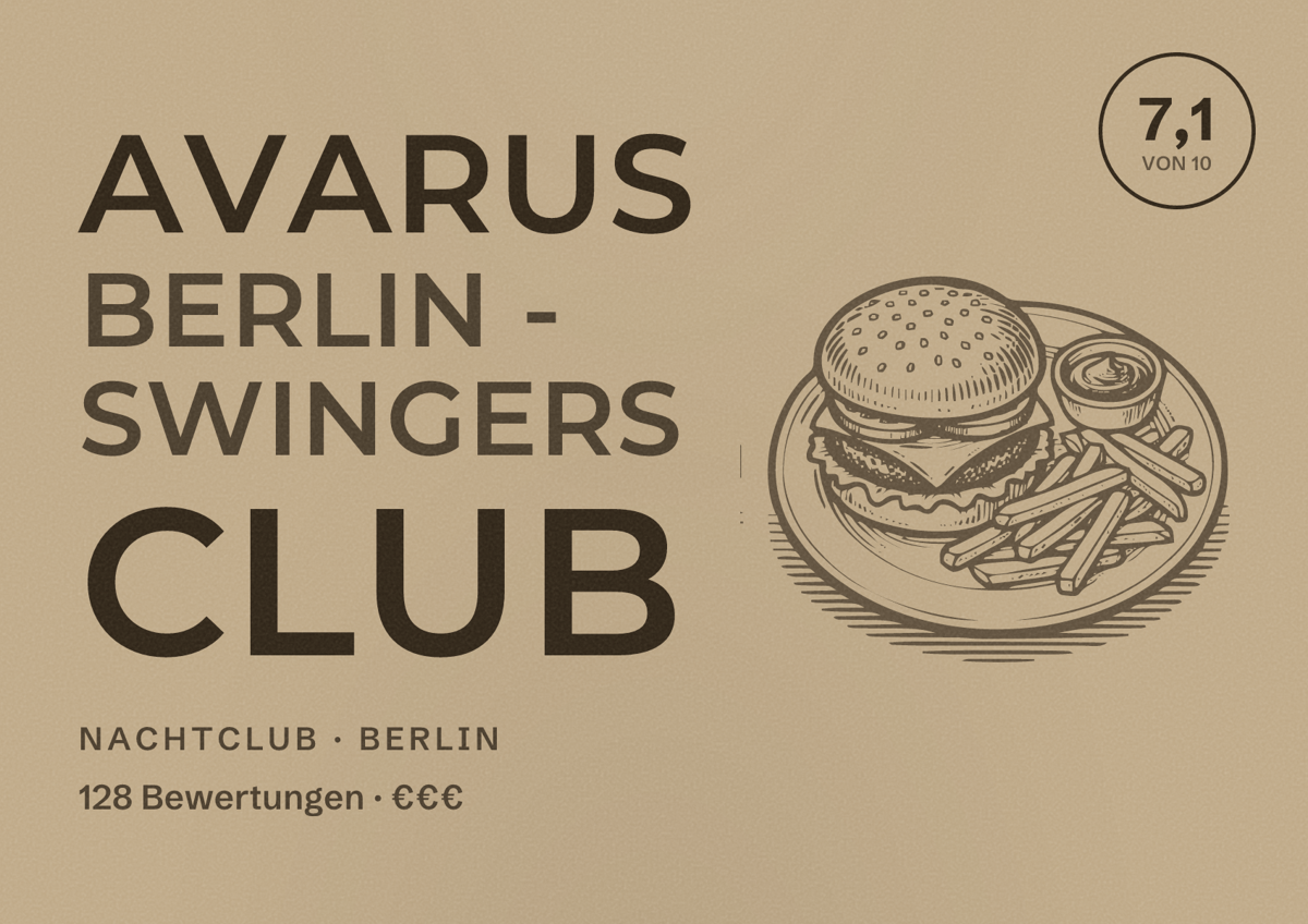 Illustriertes Poster von Avarus Berlin - Swingers Club, Nachtclub in Berlin: Bewertung 7,1 von 10 aus 128 Bewertungen, Preisniveau €€€
