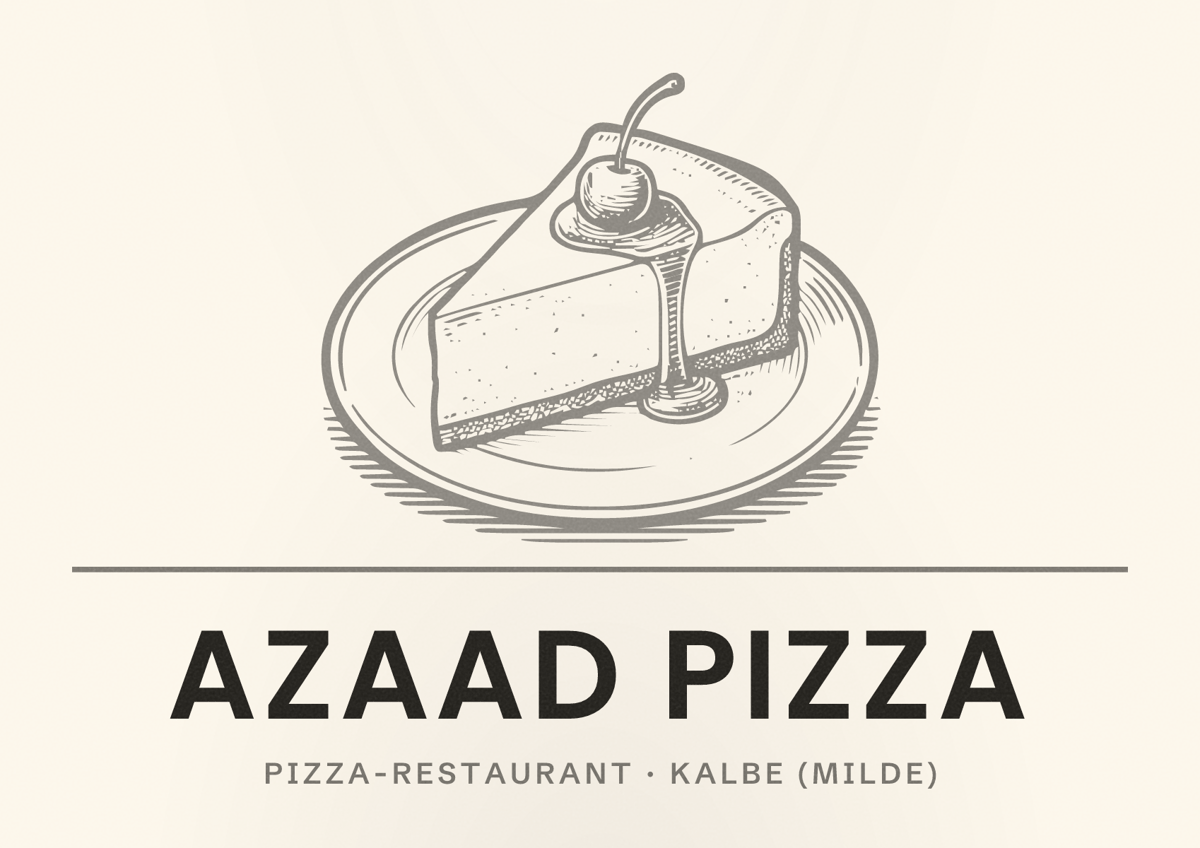 Illustriertes Poster von Azaad Pizza, Pizza-Restaurant in Kalbe (Milde)