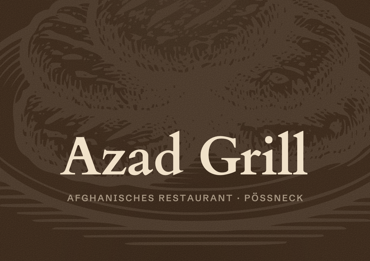 Illustriertes Poster von Azad Grill, Afghanisches Restaurant in Pößneck