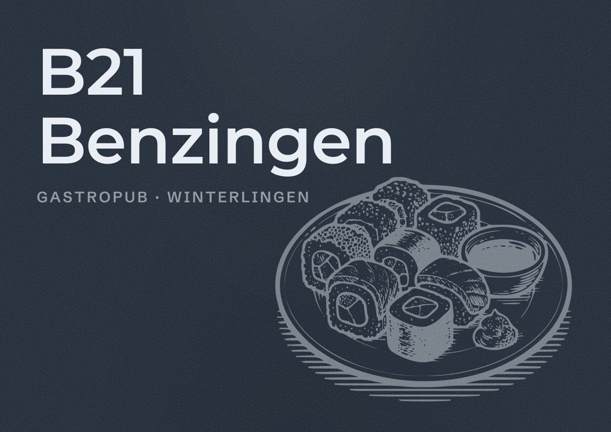 Illustriertes Poster von B21 Benzingen, Gastropub in Winterlingen