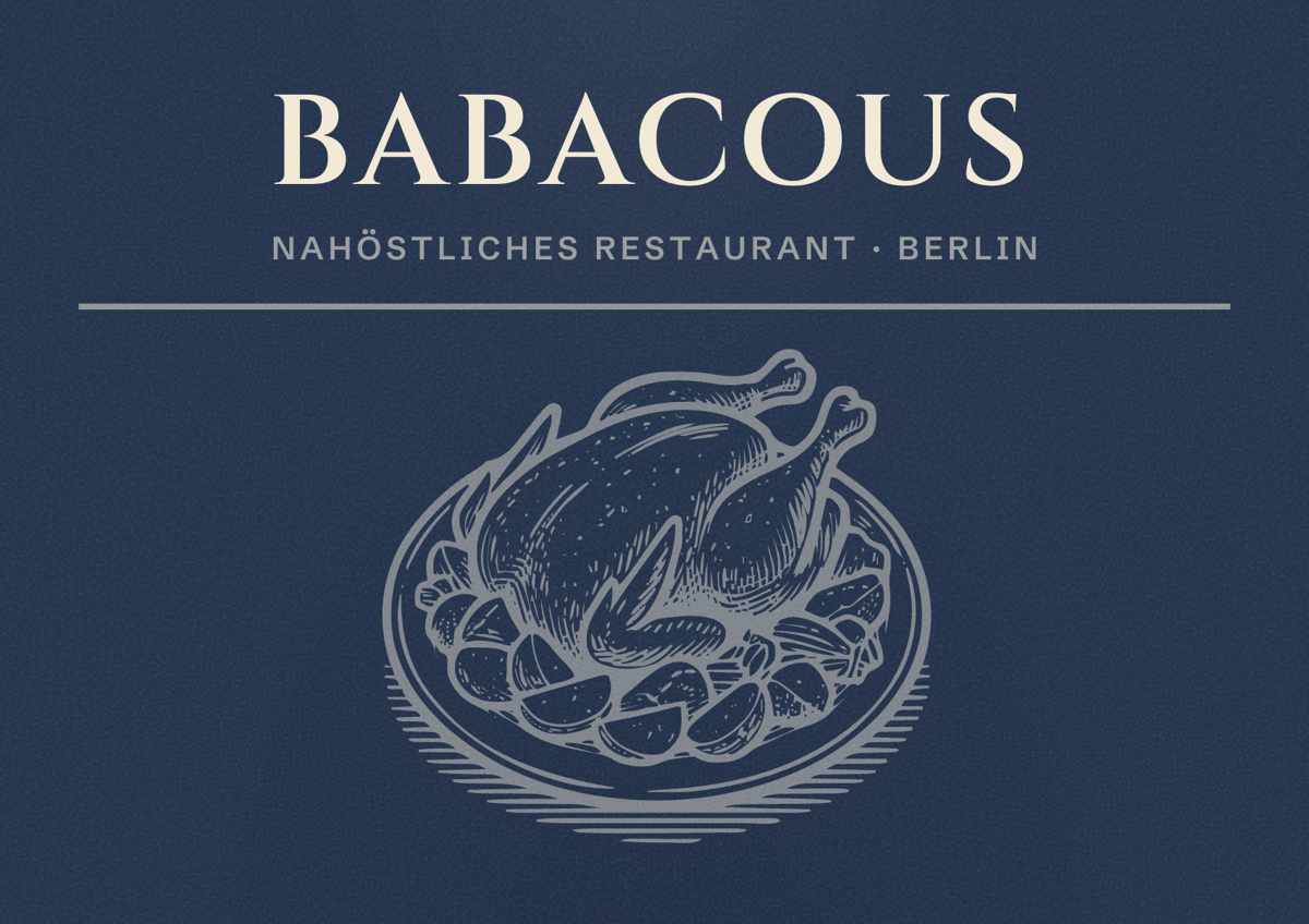 Illustriertes Poster von BabaCous, Nahöstliches Restaurant in Berlin