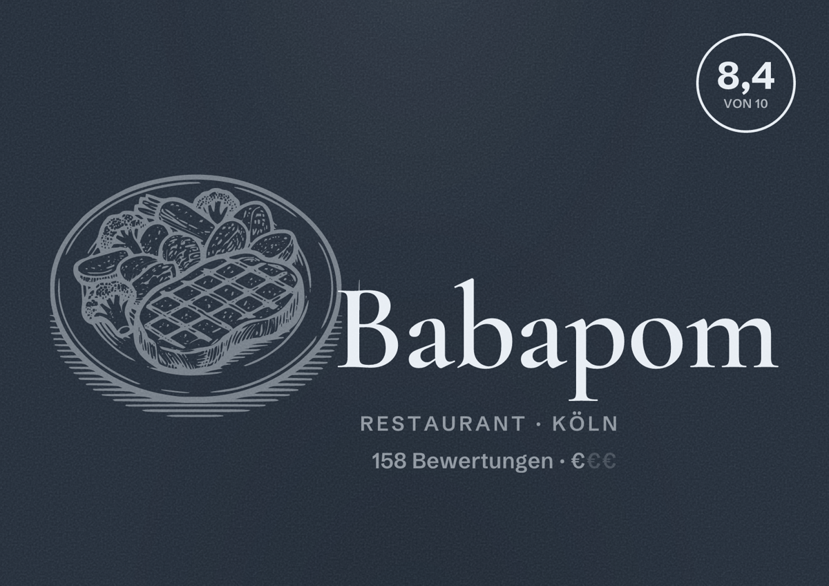 Illustriertes Poster von Babapom, Restaurant in Köln: Bewertung 8,4 von 10 aus 158 Bewertungen, Preisniveau €
