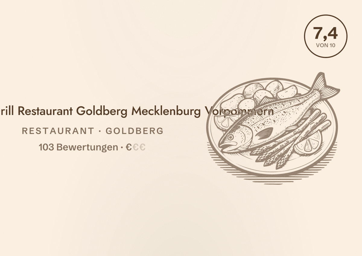 Illustriertes Poster von Babo’s Grill Restaurant Goldberg Mecklenburg Vorpommern, Restaurant in Goldberg: Bewertung 7,4 von 10 aus 103 Bewertungen, Preisniveau €
