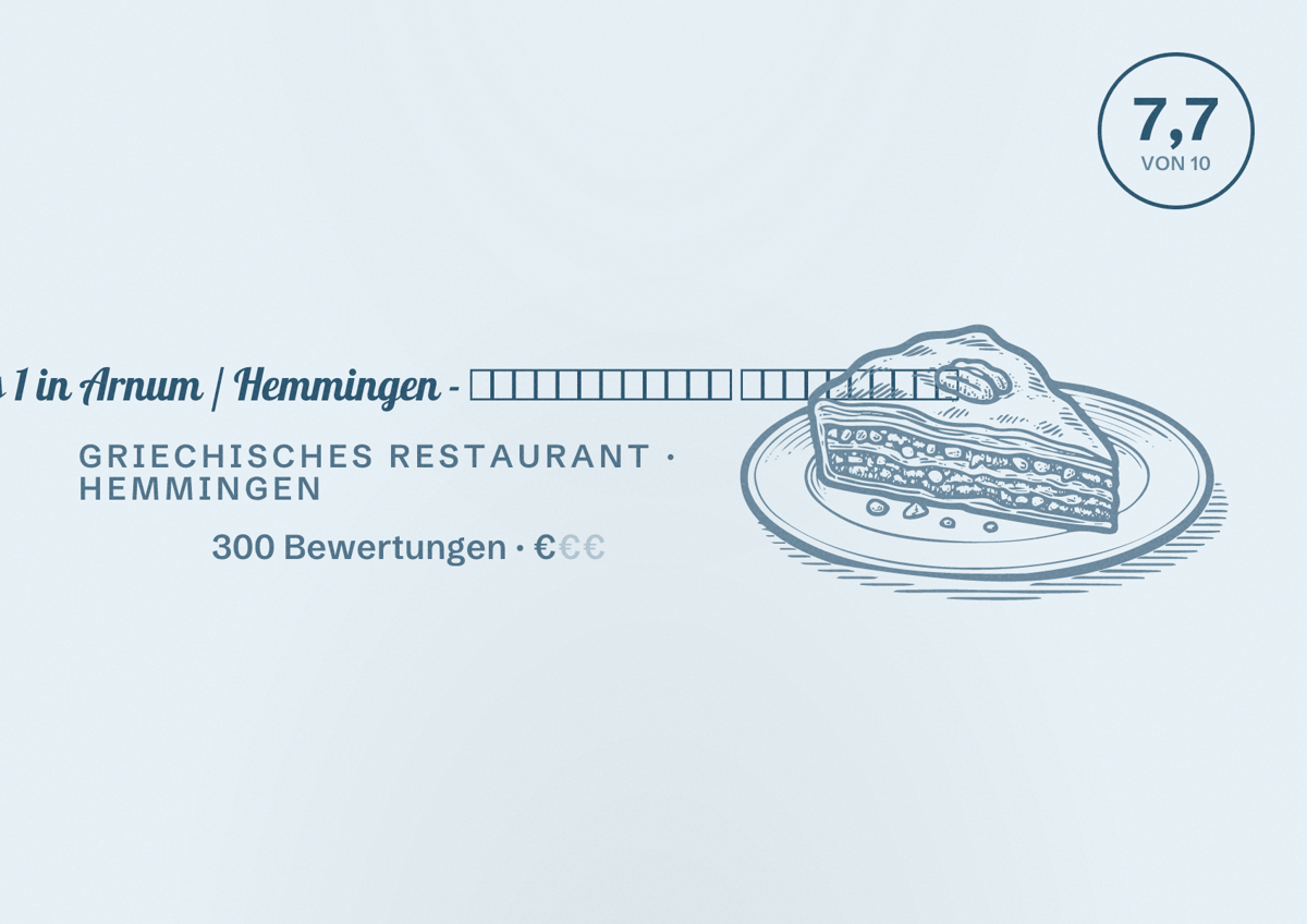 Illustriertes Poster von Bacchus 1 in Arnum / Hemmingen - 𝗴𝗿𝗶𝗲𝗰𝗵𝗶𝘀𝗰𝗵𝗲𝘀 𝗥𝗲𝘀𝘁𝗮𝘂𝗿𝗮𝗻𝘁, Griechisches Restaurant in Hemmingen: Bewertung 7,7 von 10 aus 300 Bewertungen, Preisniveau €