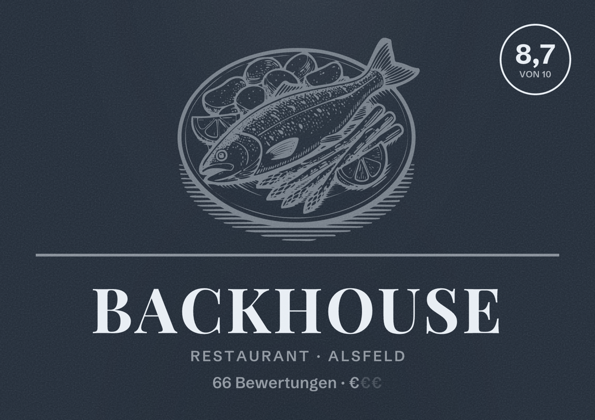 Illustriertes Poster von BackHouse, Restaurant in Alsfeld: Bewertung 8,7 von 10 aus 66 Bewertungen, Preisniveau €