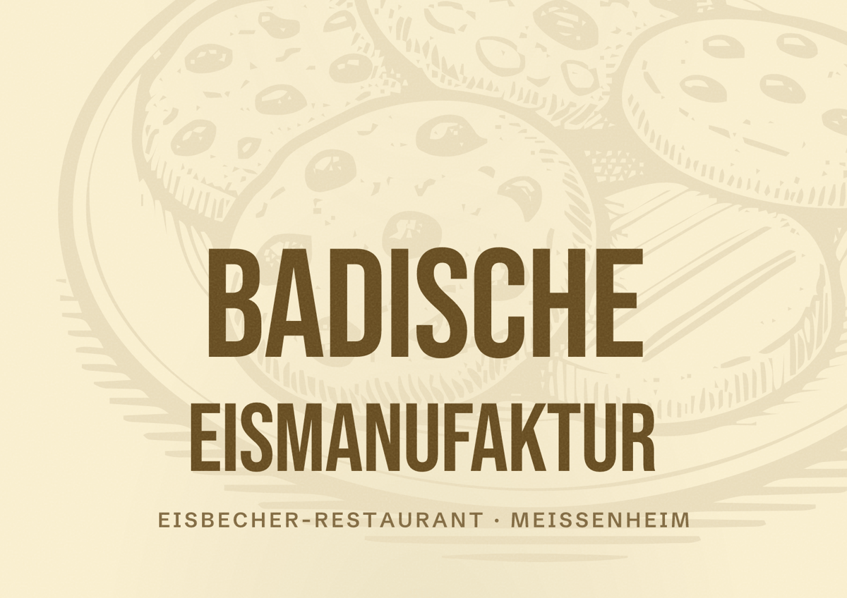 Illustriertes Poster von Badische Eismanufaktur, Eisbecher-Restaurant in Meißenheim