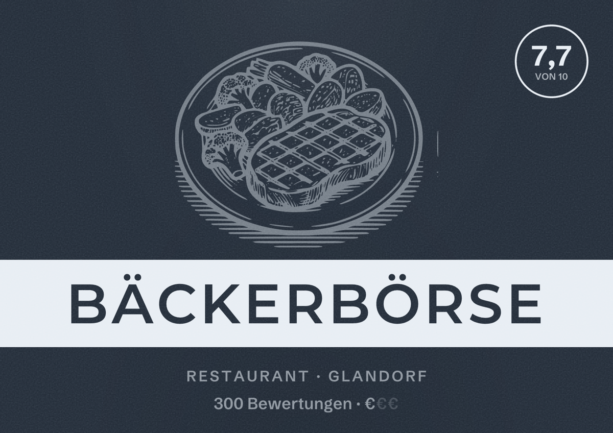 Illustriertes Poster von Bäckerbörse, Restaurant in Glandorf: Bewertung 7,7 von 10 aus 300 Bewertungen, Preisniveau €