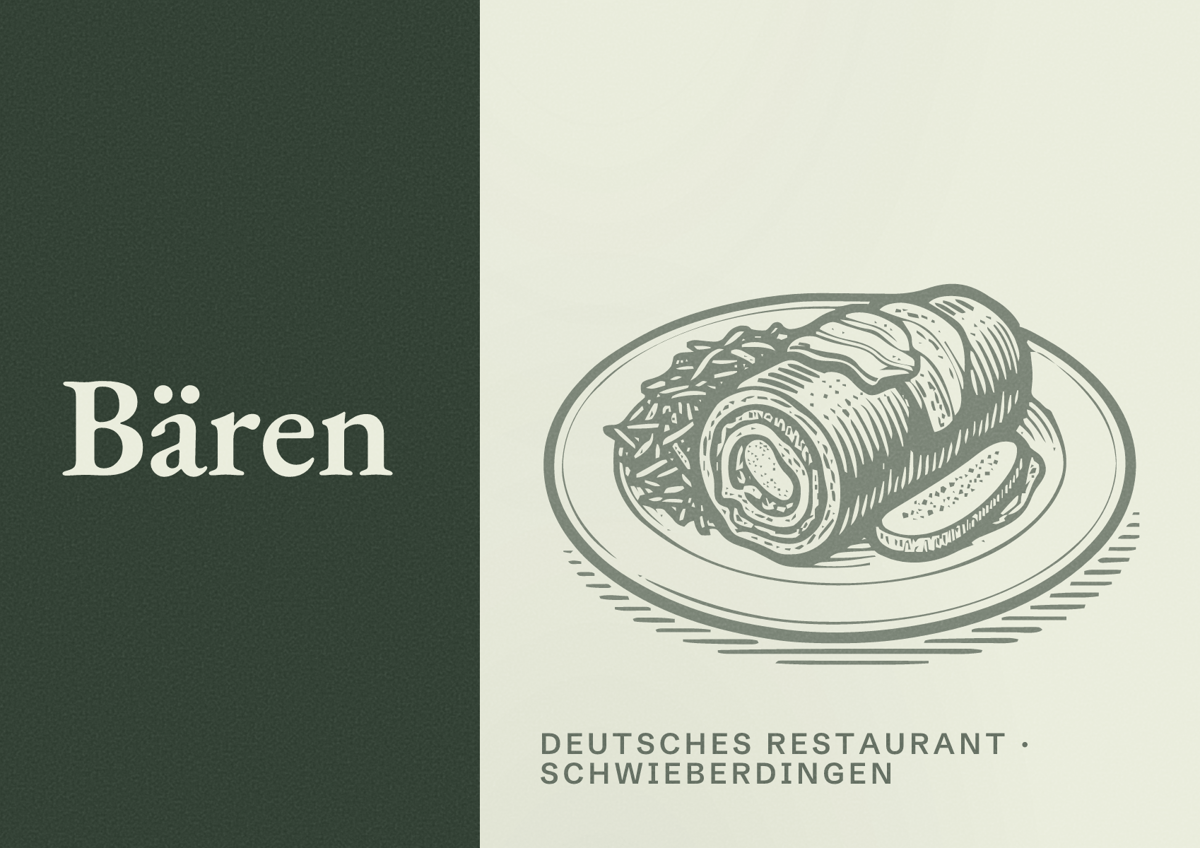 Illustriertes Poster von Bären, Deutsches Restaurant in Schwieberdingen