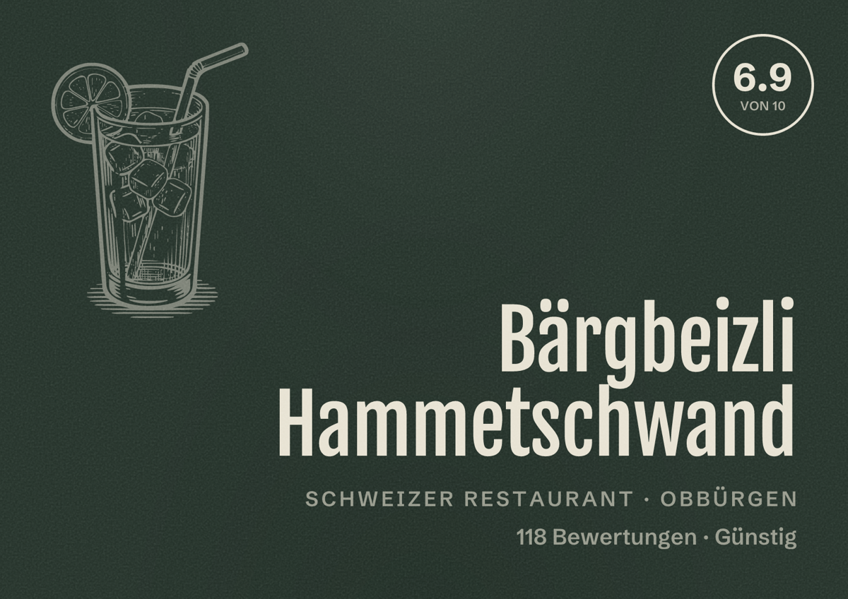 Illustriertes Poster von Bärgbeizli Hammetschwand, Schweizer Restaurant in Obbürgen: Bewertung 6.9 von 10 aus 118 Bewertungen, Preisniveau Günstig