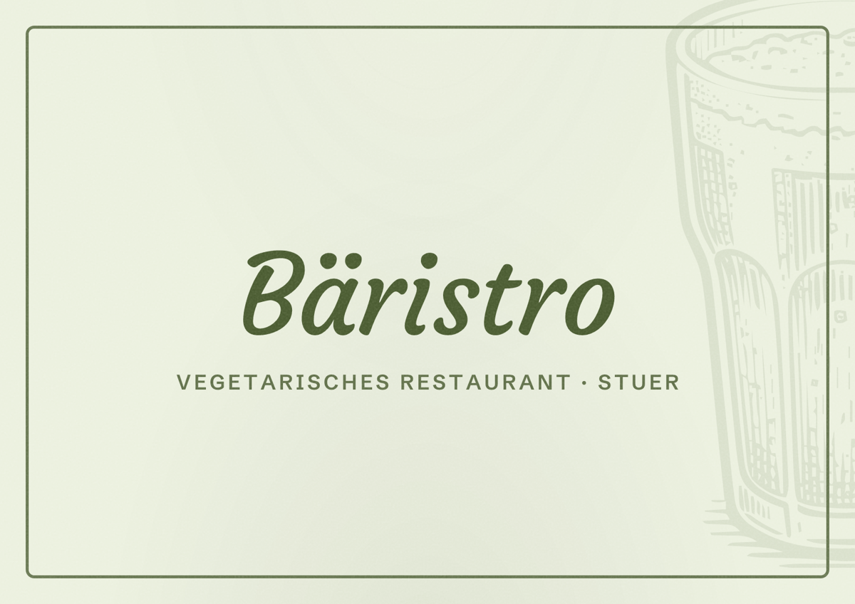 Illustriertes Poster von Bäristro, Vegetarisches Restaurant in Stuer
