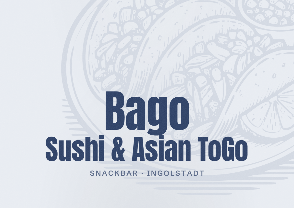 Illustriertes Poster von Bago Sushi & Asian ToGo, Snackbar in Ingolstadt