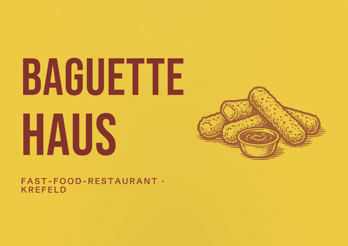 Illustriertes Poster von Baguette Haus, Fast-Food-Restaurant in Krefeld
